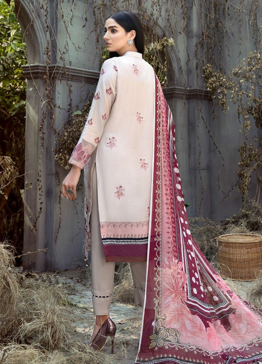 IZA-NUR by Resham Ghar Embroidered Dull Silk Suits Unstitched 3 Piece RG21IZN RGDS-01 - Festive Collection