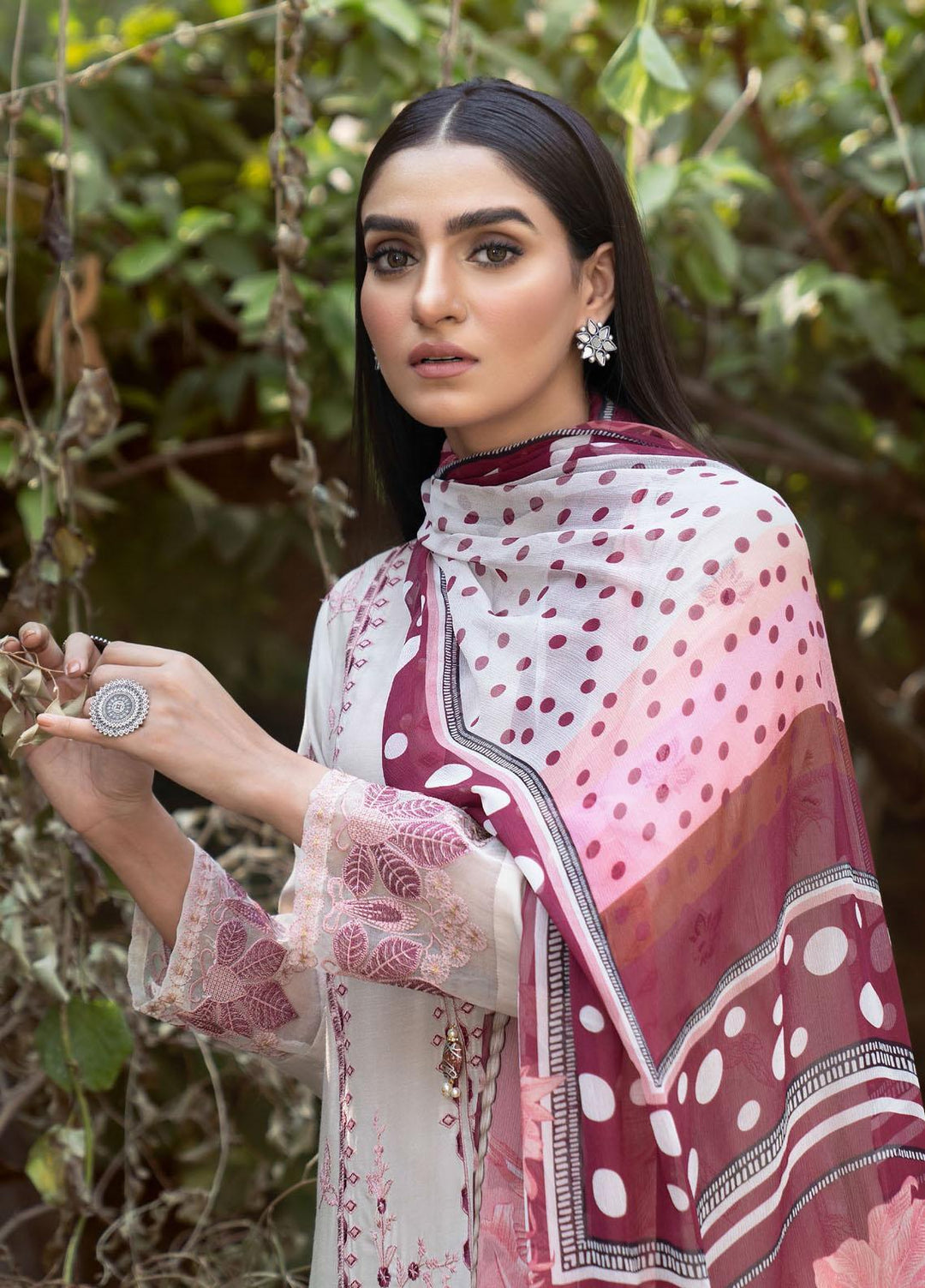 IZA-NUR by Resham Ghar Embroidered Dull Silk Suits Unstitched 3 Piece RG21IZN RGDS-01 - Festive Collection