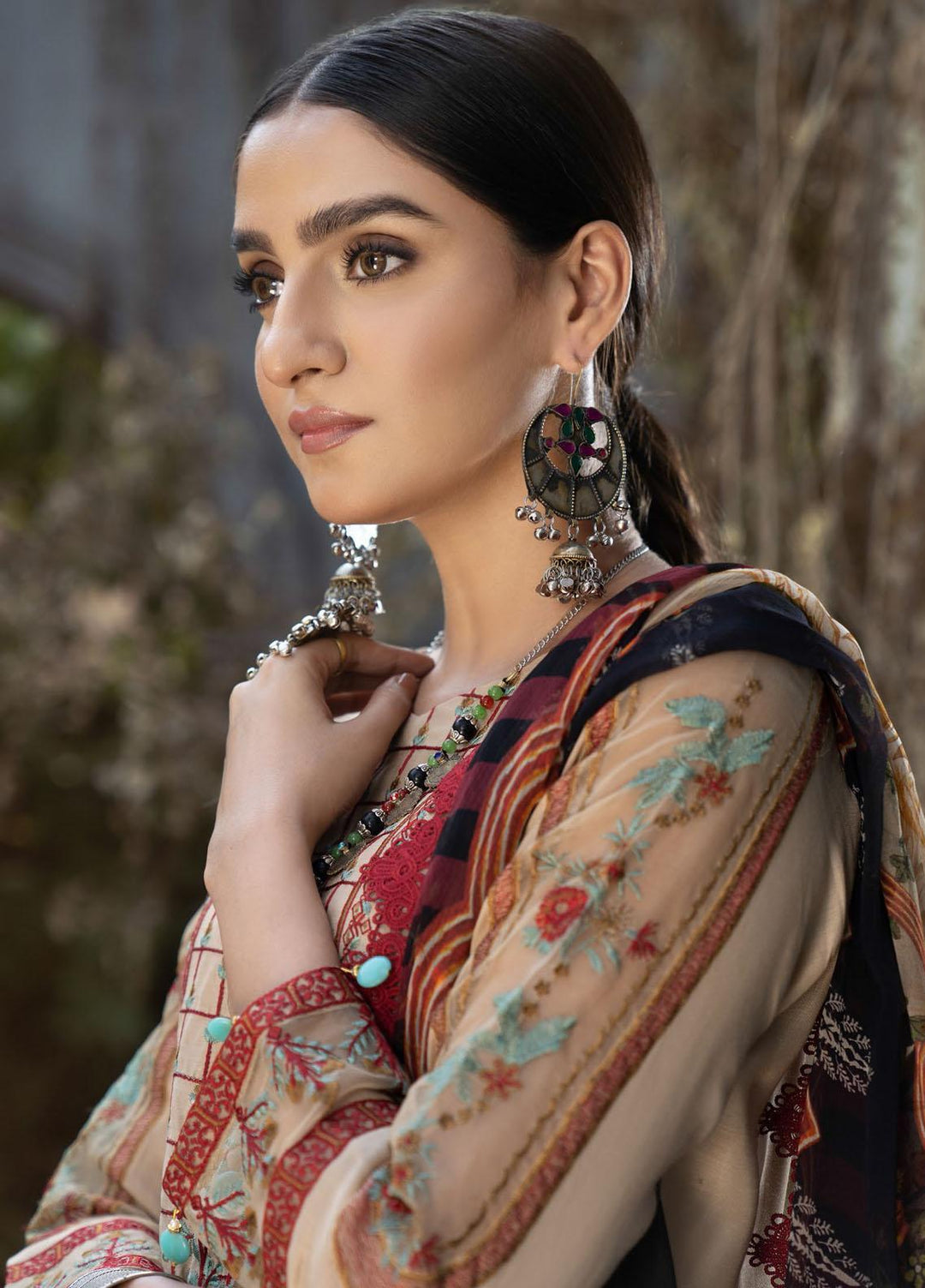IZA-NUR by Resham Ghar Embroidered Dull Silk Suits Unstitched 3 Piece RG21IZN RGDS-06 - Festive Collection