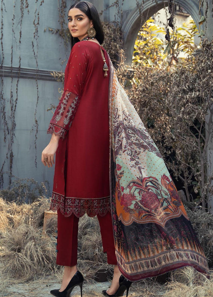 IZA-NUR by Resham Ghar Embroidered Dull Silk Suits Unstitched 3 Piece RG21IZN RGDS-07 - Festive Collection