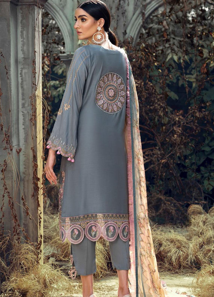 IZA-NUR by Resham Ghar Embroidered Dull Silk Suits Unstitched 3 Piece RG21IZN RGDS-08 - Festive Collection
