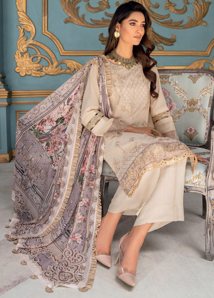 IZA-NUR by Resham Ghar Embroidered Missouri Suits Unstitched 3 Piece RG22ZLE INLE-02 - Luxury Collection