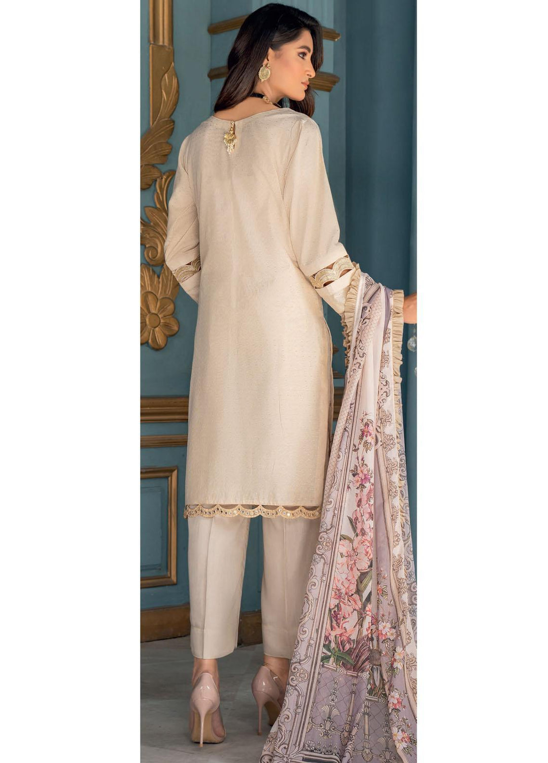 IZA-NUR by Resham Ghar Embroidered Missouri Suits Unstitched 3 Piece RG22ZLE INLE-02 - Luxury Collection