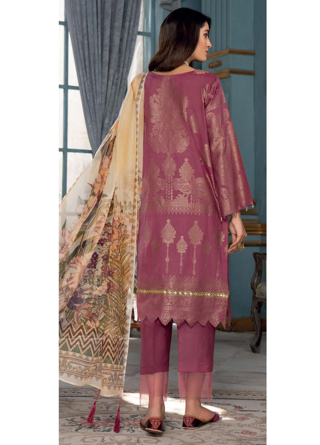 IZA-NUR by Resham Ghar Embroidered Jacquard Lawn Suits Unstitched 3 Piece RG22ZLE INLE-03 - Luxury Collection