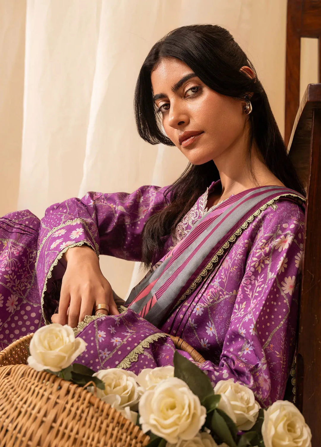 Izabel by Aabyaan Embroidered Linen Suit Unstitched 3 Piece AZ-02 Sabrina - Winter Collection