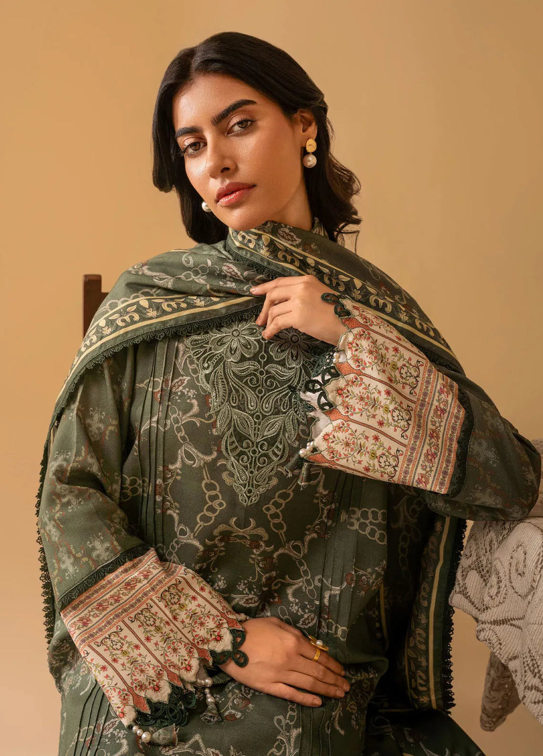 Izabel by Aabyaan Embroidered Linen Suit Unstitched 3 Piece AZ-03 Amara - Winter Collection