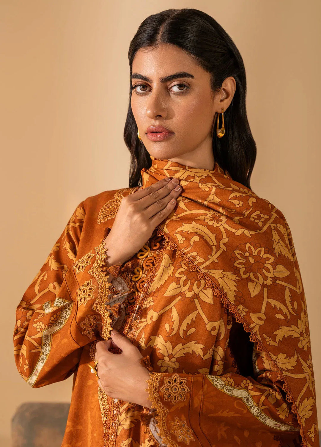 Izabel by Aabyaan Embroidered Linen Suit Unstitched 3 Piece AZ-04 Leilani - Winter Collection