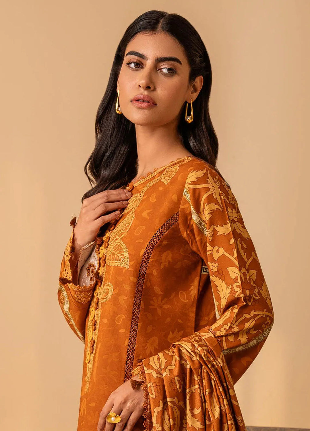 Izabel by Aabyaan Embroidered Linen Suit Unstitched 3 Piece AZ-04 Leilani - Winter Collection