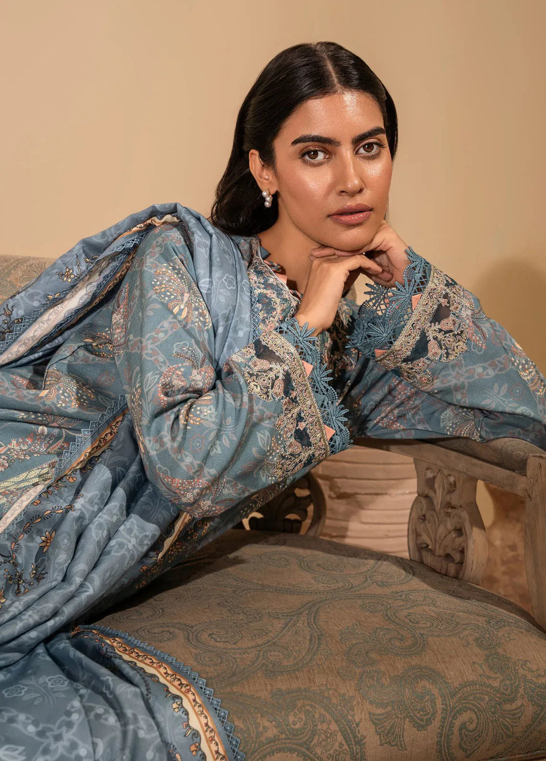 Izabel by Aabyaan Embroidered Linen Suit Unstitched 3 Piece AZ-05 Serena - Winter Collection
