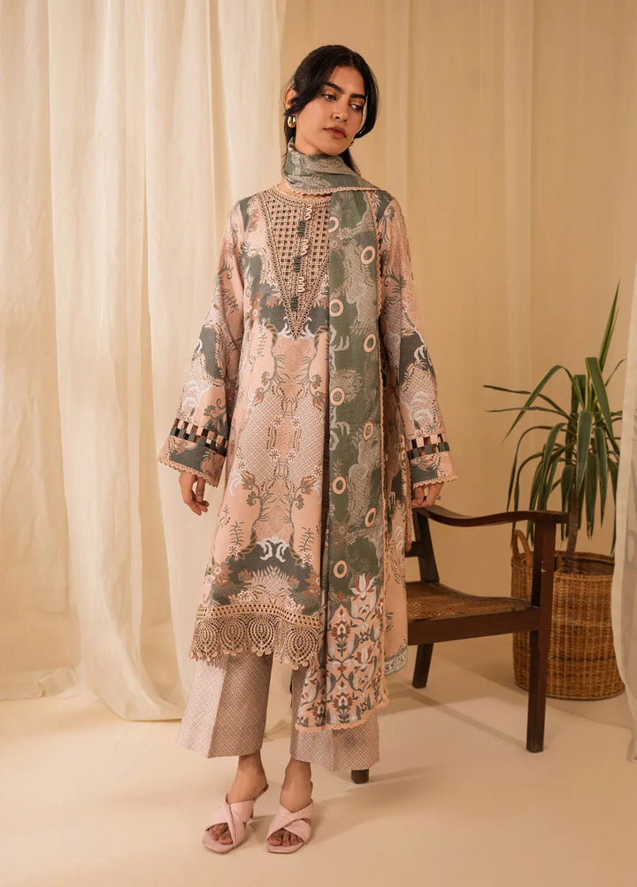 Izabel by Aabyaan Embroidered Linen Suit Unstitched 3 Piece AZ-06 Zara - Winter Collection