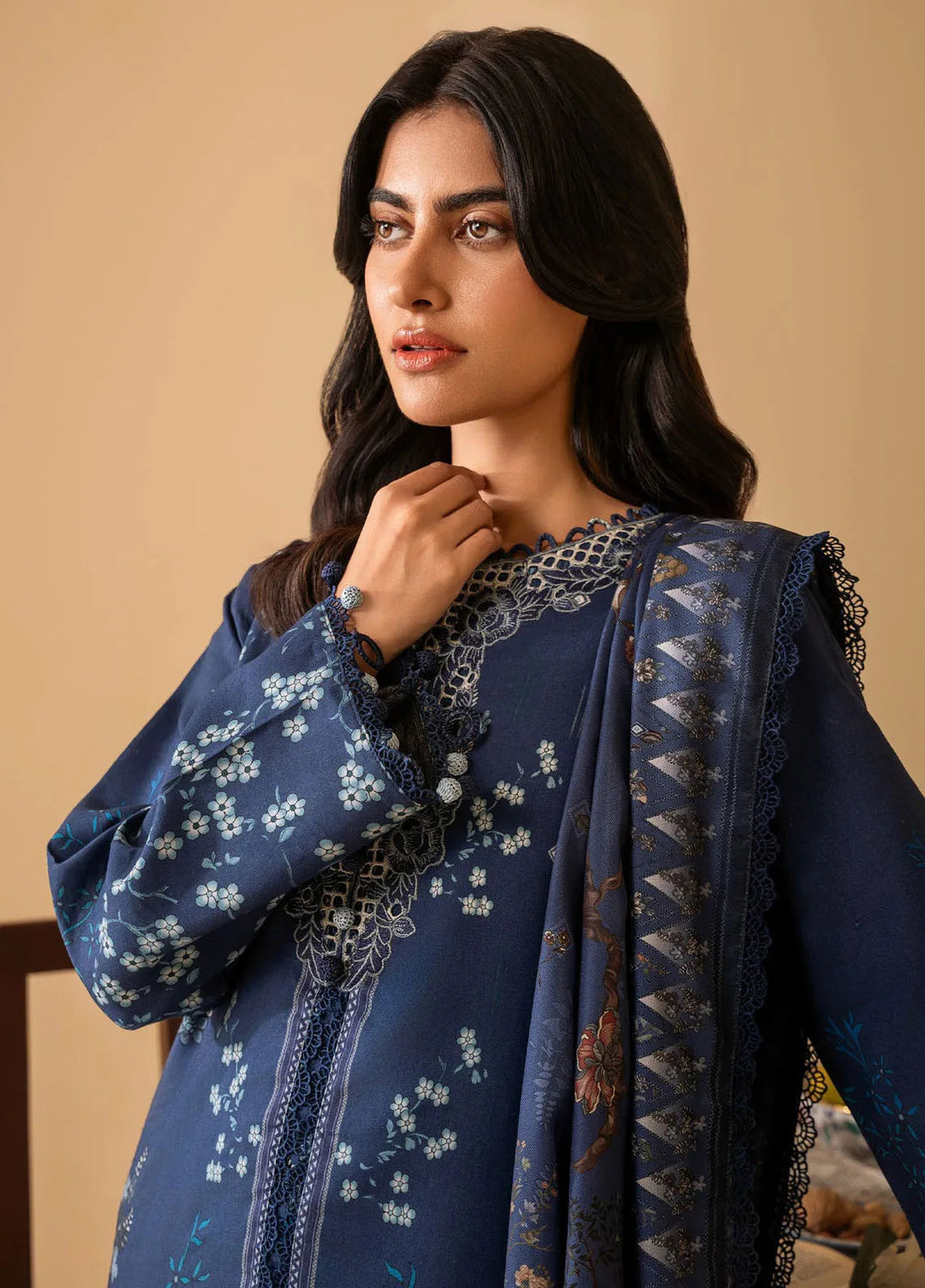 Izabel by Aabyaan Embroidered Linen Suit Unstitched 3 Piece AZ-08 Lyra - Winter Collection