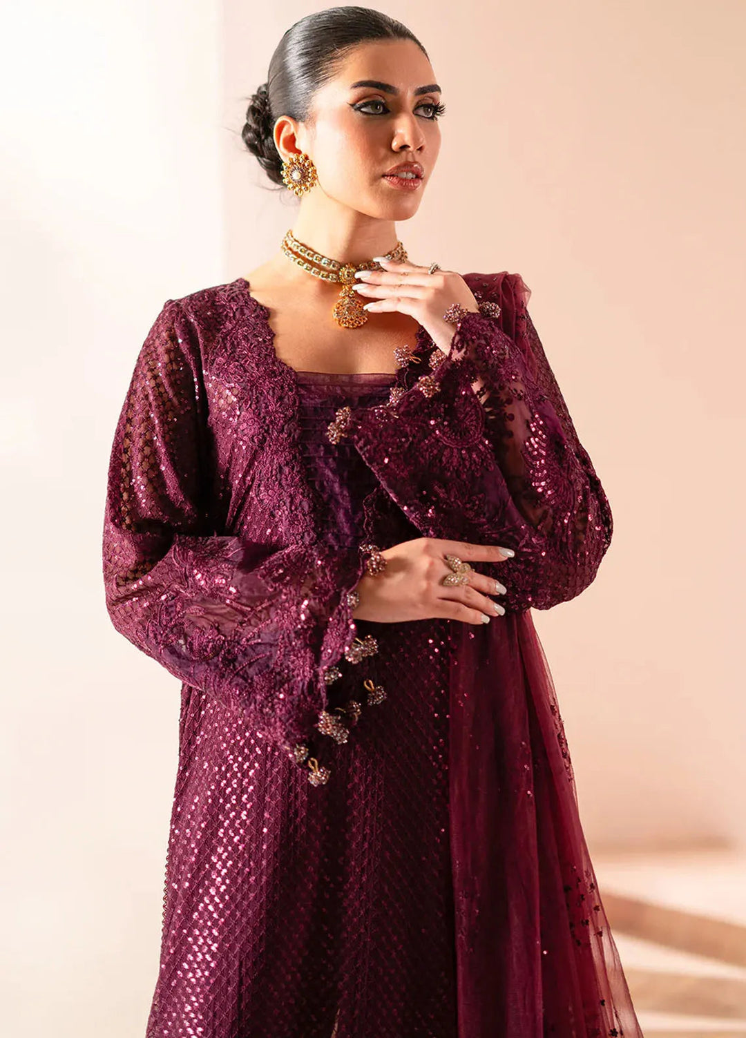 Izel Pret Embroidered Chiffon 3 Piece Suit SLC-015-Elma
