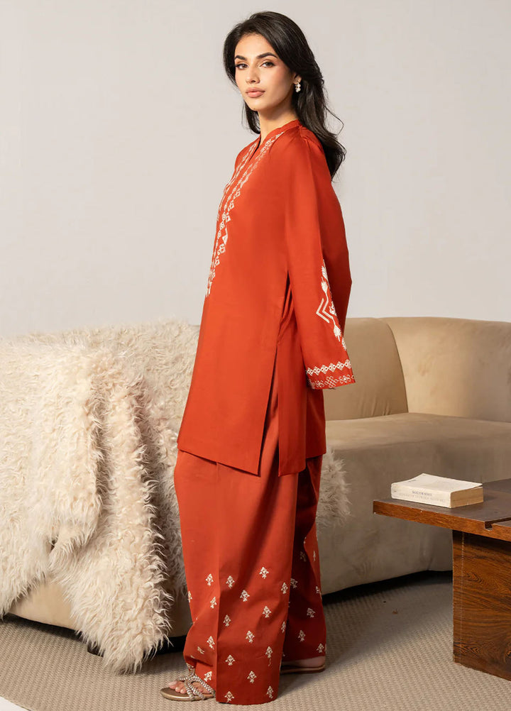 Izel Pret Embroidered Cotton 2 Piece Suit Ember