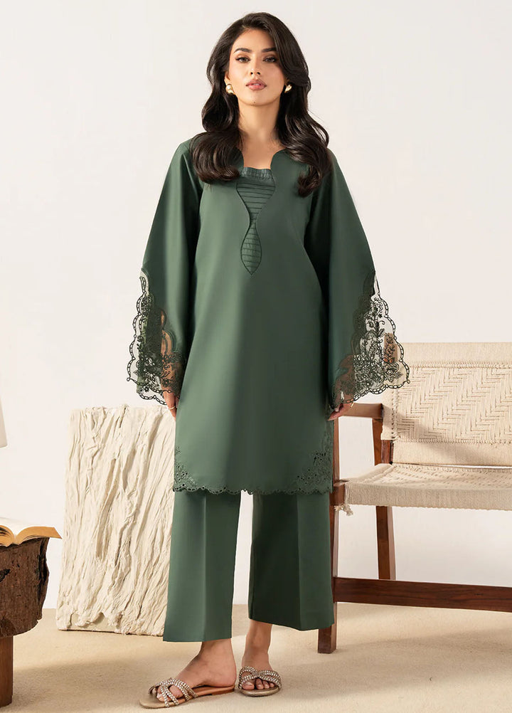 Izel Pret Embroidered Cotton 2 Piece Suit Moss