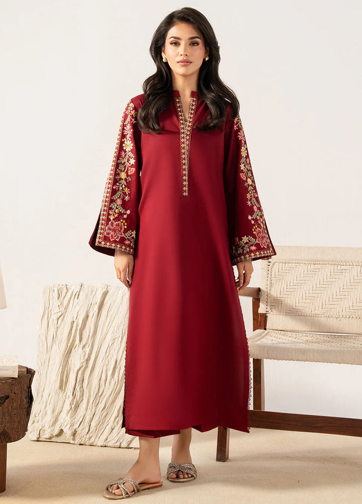 Izel Pret Embroidered Cotton 2 Piece Suit Mulberry