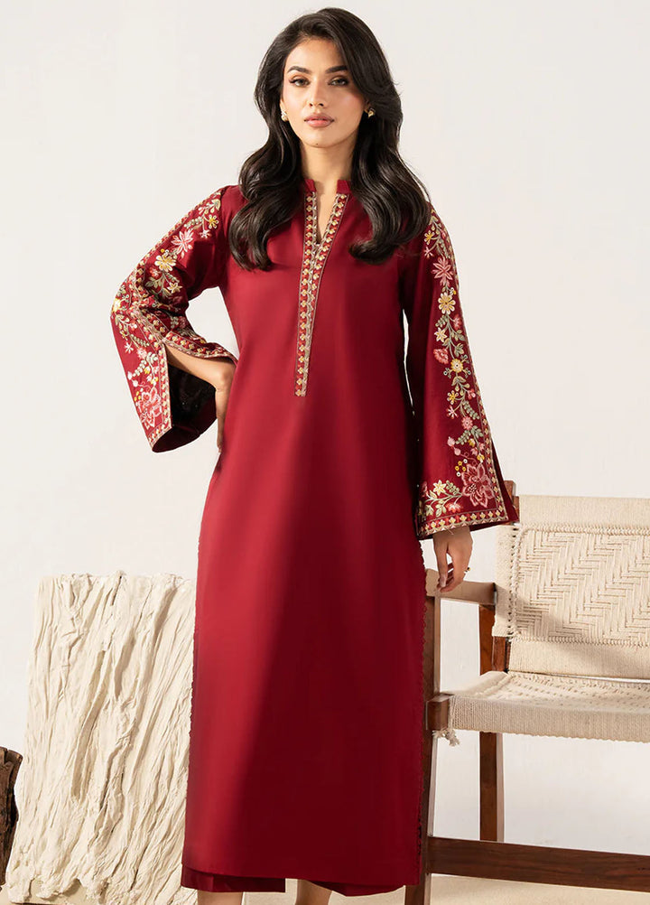 Izel Pret Embroidered Cotton 2 Piece Suit Mulberry