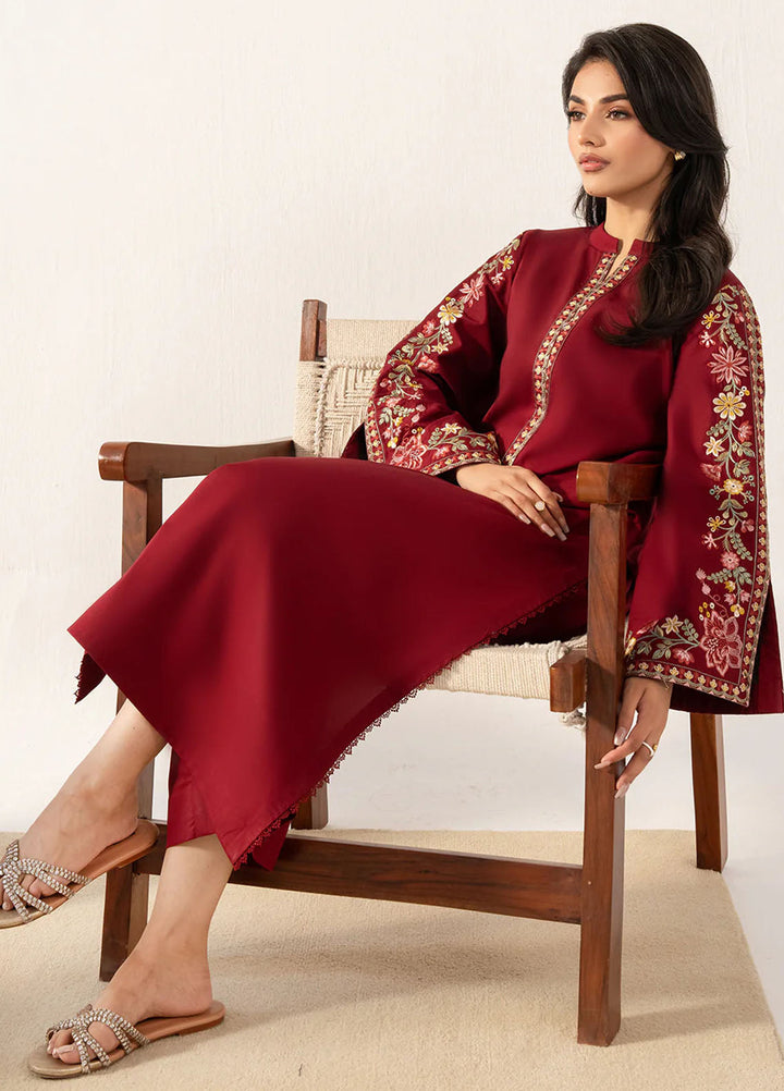 Izel Pret Embroidered Cotton 2 Piece Suit Mulberry
