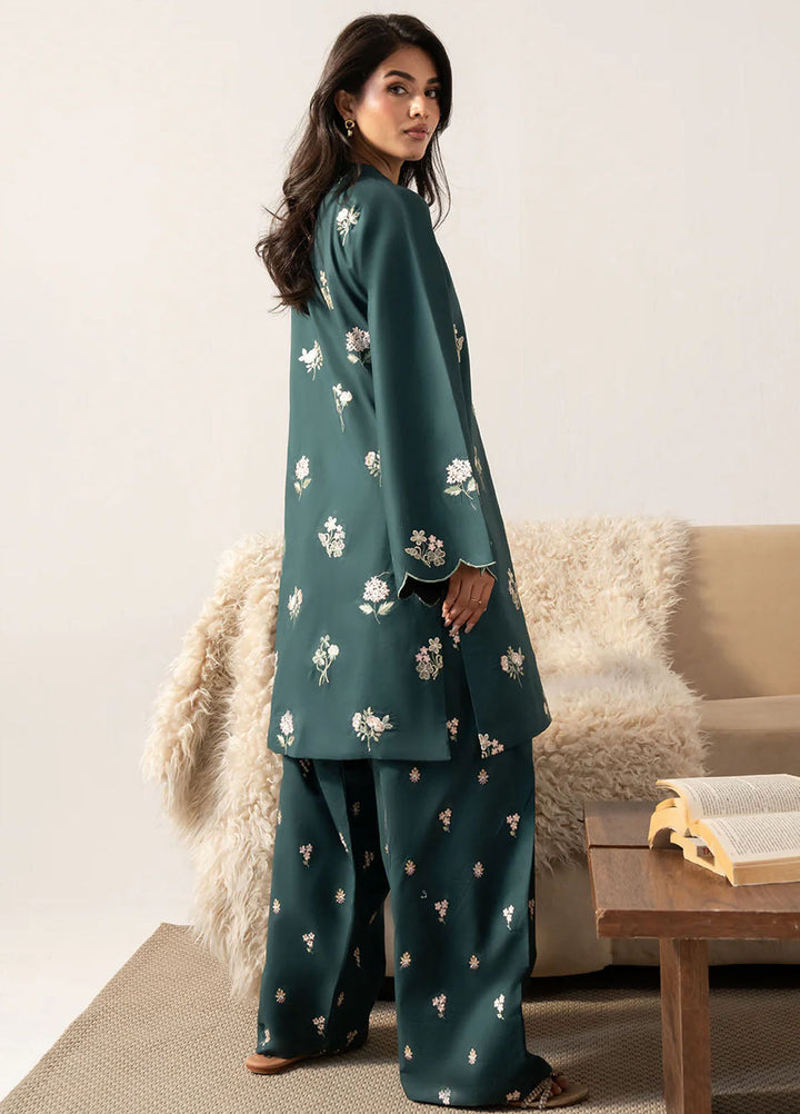 Izel Pret Embroidered Cotton 2 Piece Suit Teal