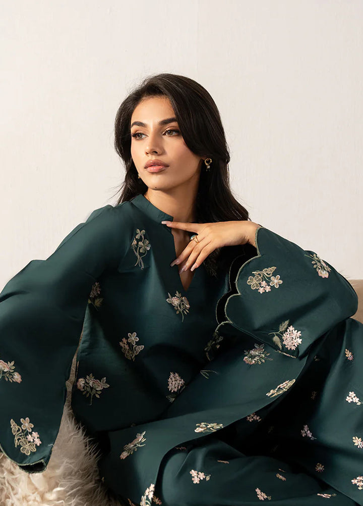 Izel Pret Embroidered Cotton 2 Piece Suit Teal