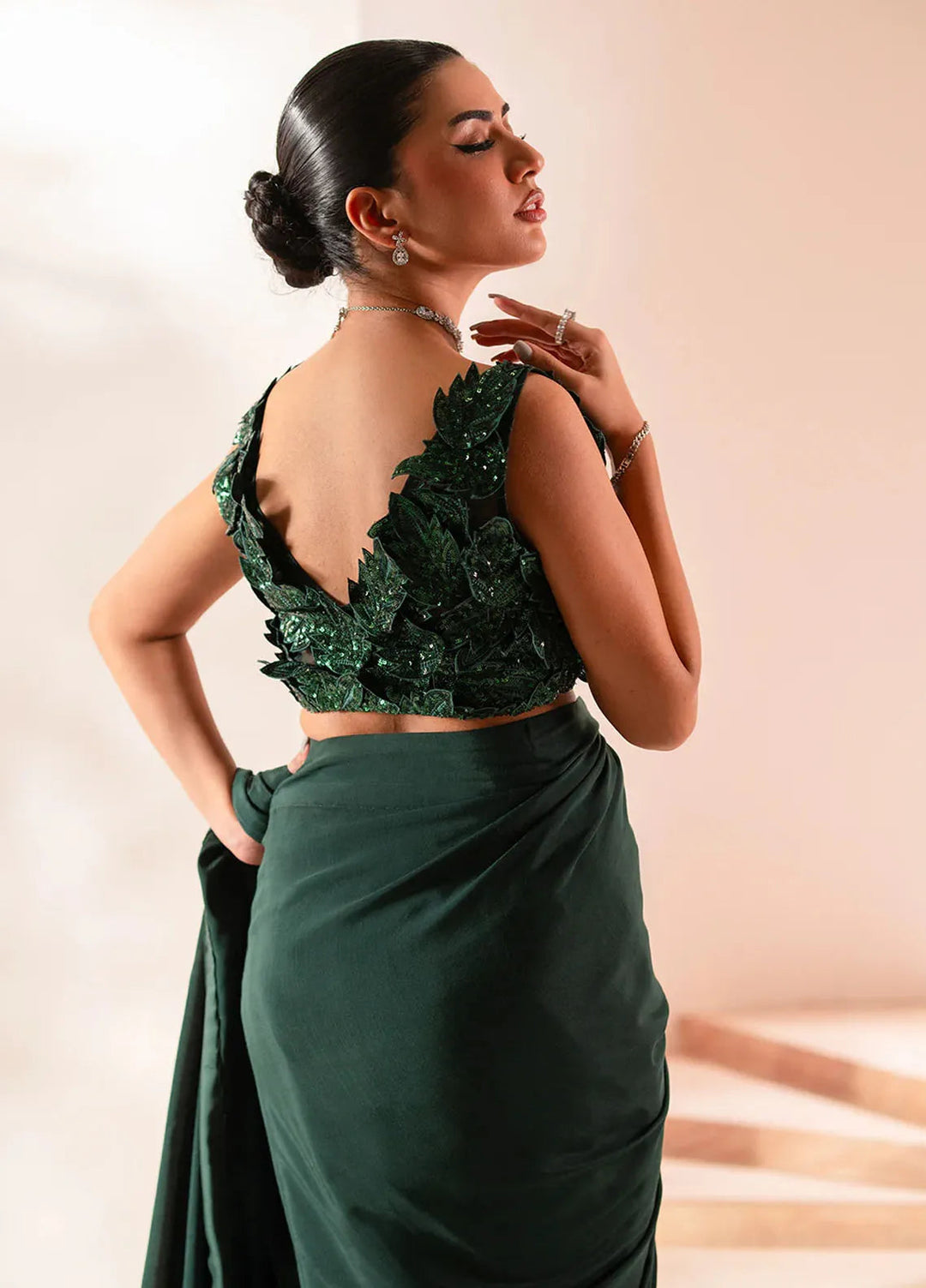Izel Unstitched Embroidered Organza Saree SLC-001-Luxe