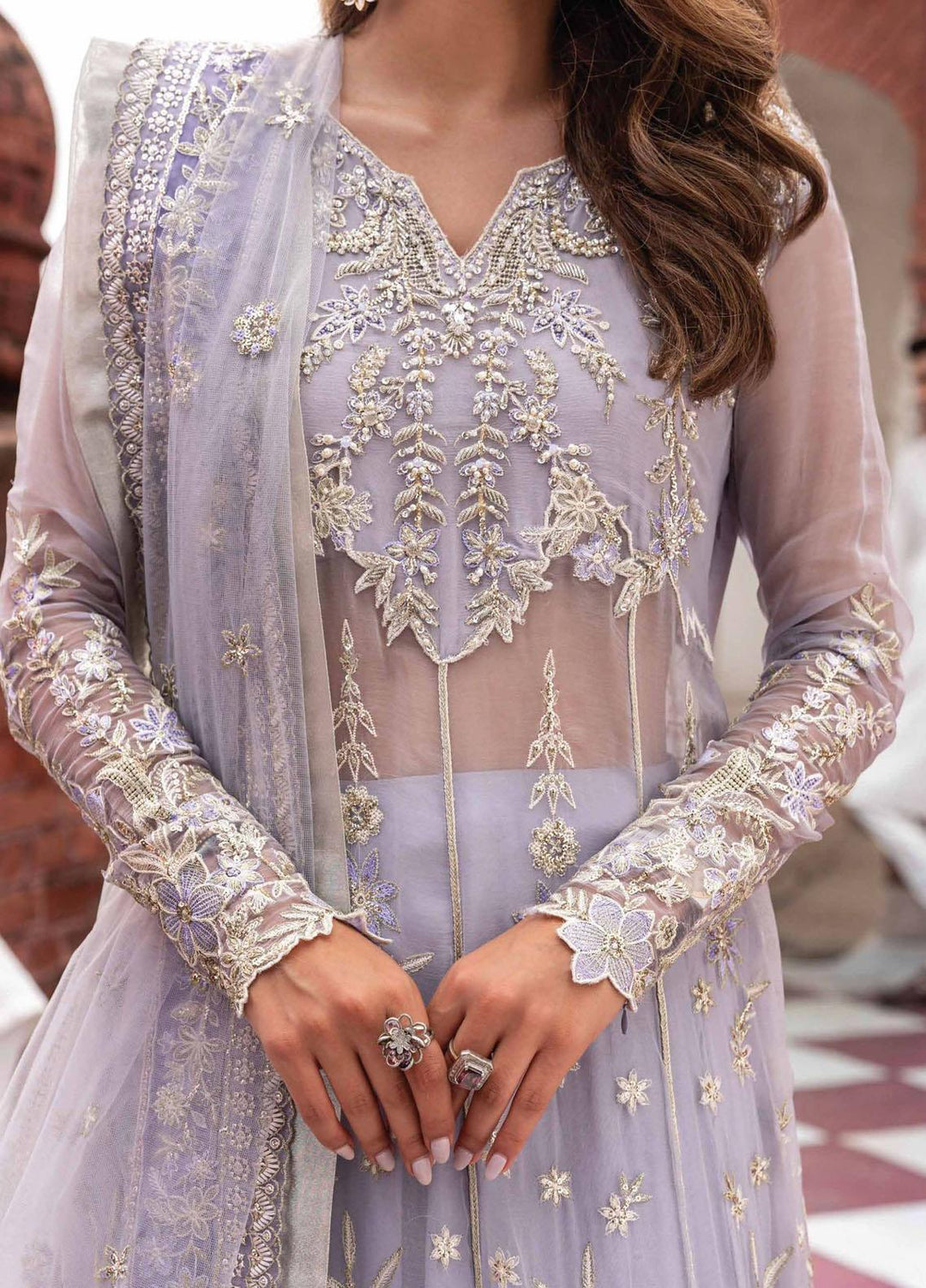 Izhar By Mushq Embroidered Chiffon Suits Unstitched 4 Piece MQ23IZ MCH-06 Nureh - Luxury Collection