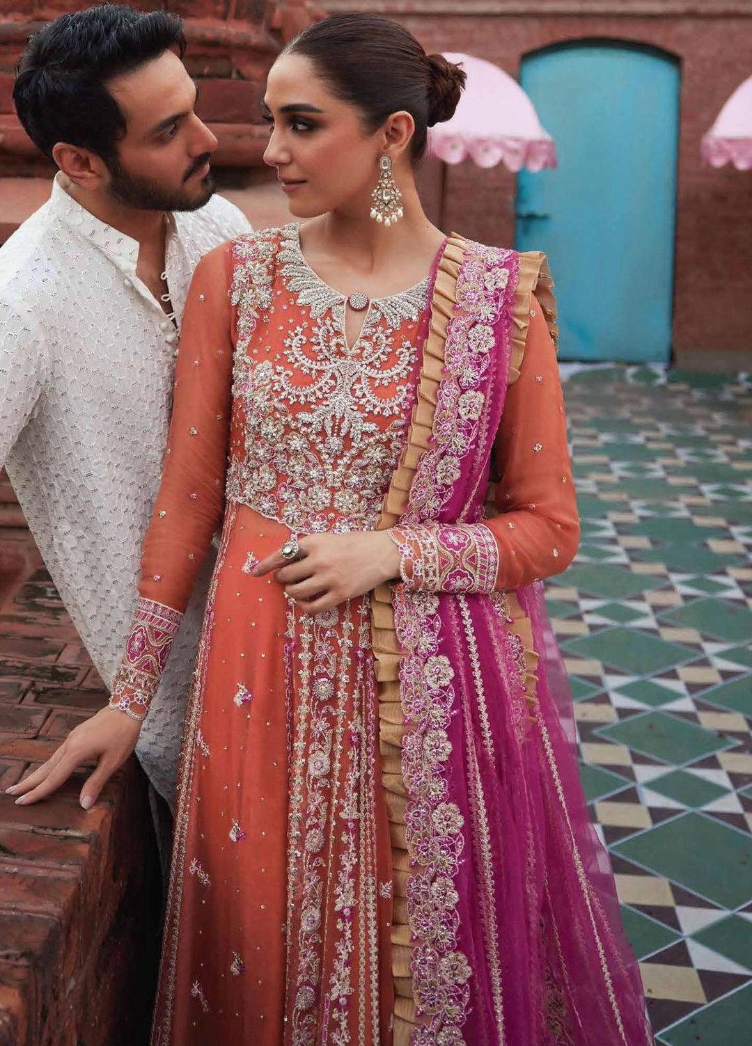 Izhar By Mushq Embroidered Chiffon Suits Unstitched 4 Piece MQ23IZ MCH-08 Nameera - Luxury Collection