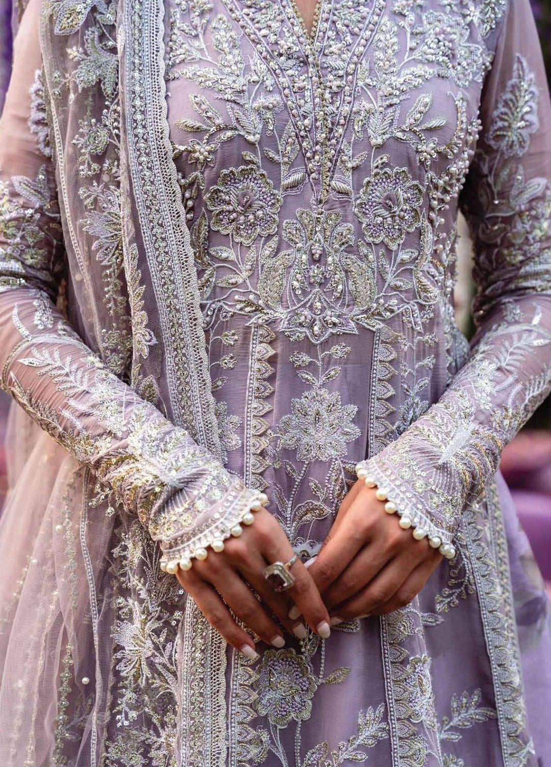 Izhar By Mushq Embroidered Chiffon Suits Unstitched 4 Piece MQ23IZ MCH-09 Muneezeh - Luxury Collection