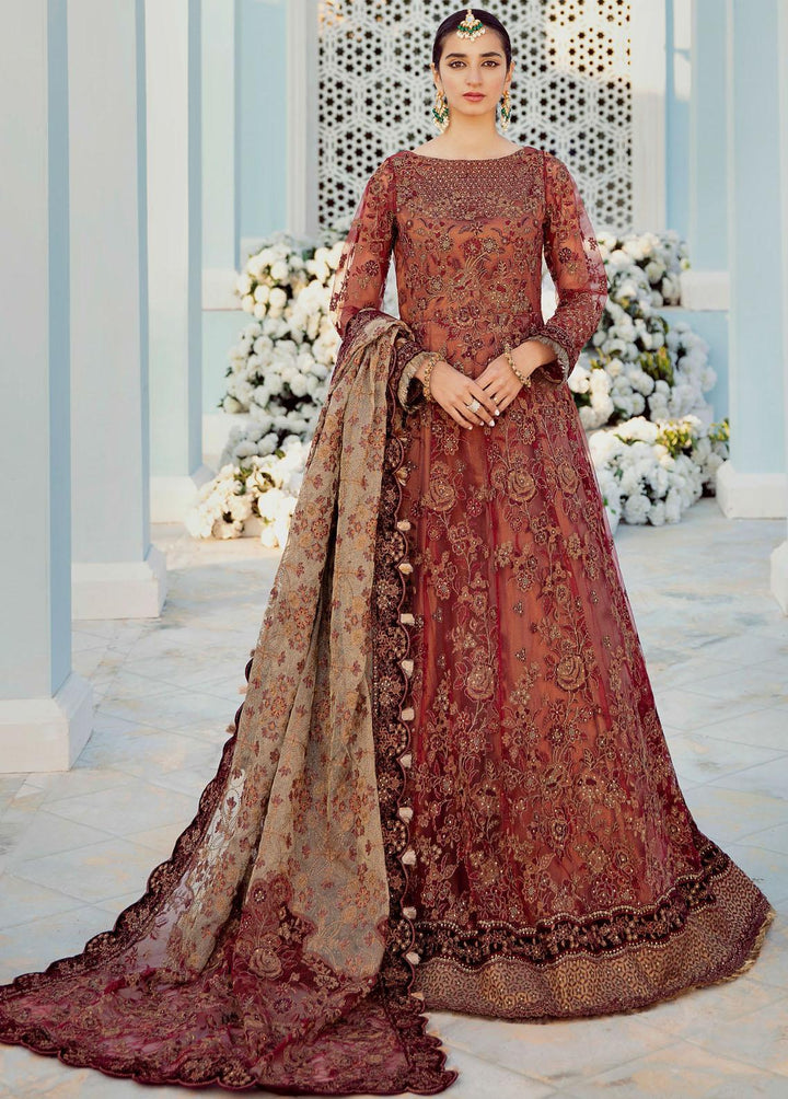 Celestial By Iznik Embroidered Net Suits Unstitched 3 Piece IZ22C ICC:01 Carnalion Red - Luxury Collection