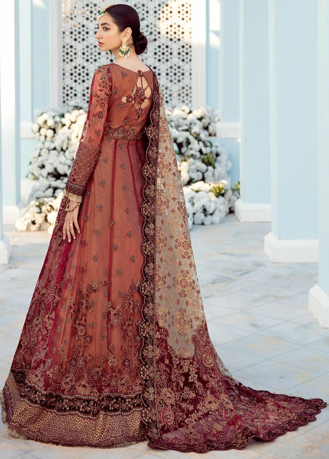 Celestial By Iznik Embroidered Net Suits Unstitched 3 Piece IZ22C ICC:01 Carnalion Red - Luxury Collection