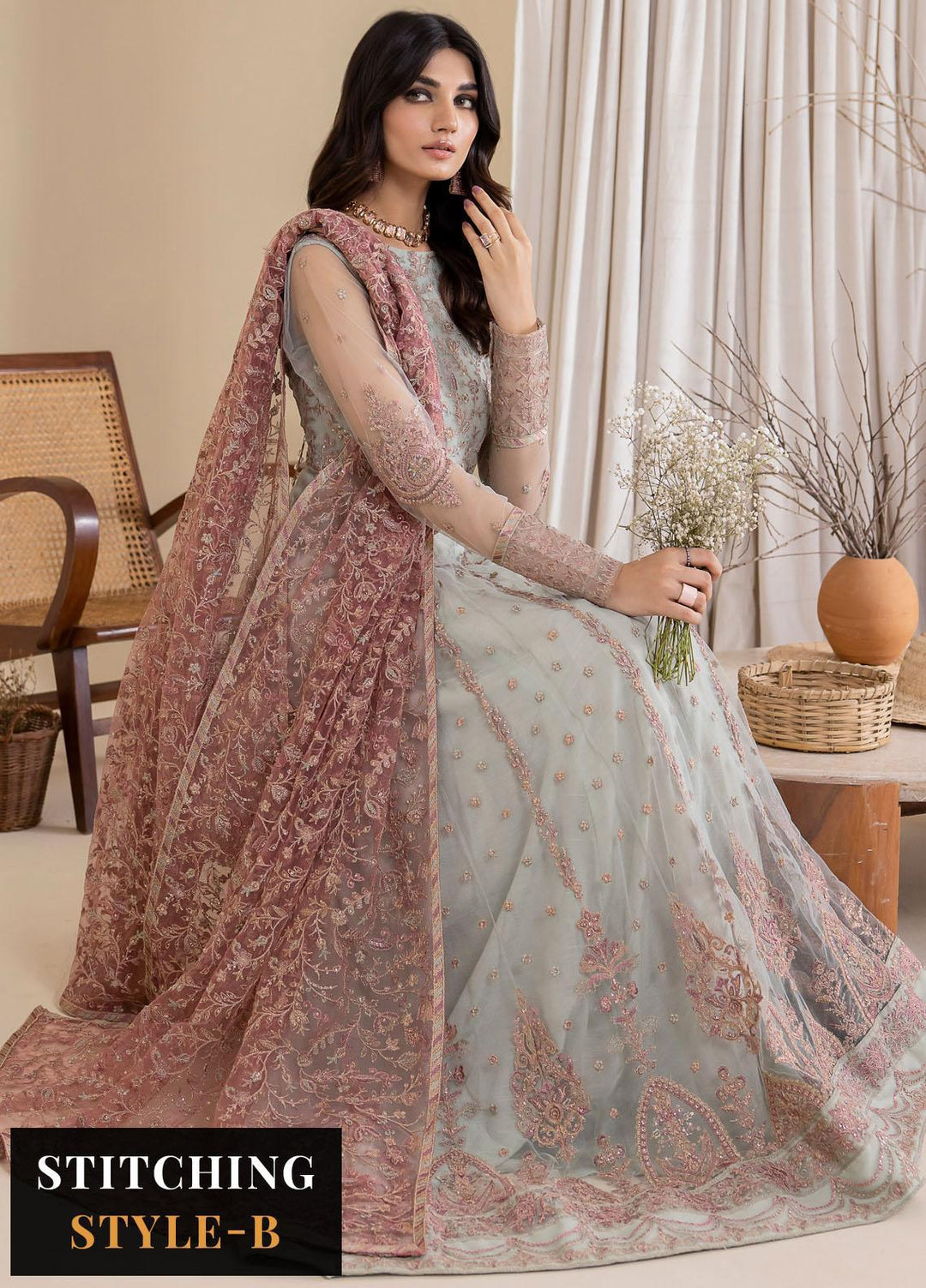 Iznik Embroidered Net Suits Unstitched 3 Piece IZ23CH CC-27 Aryanaa - Luxury Collection