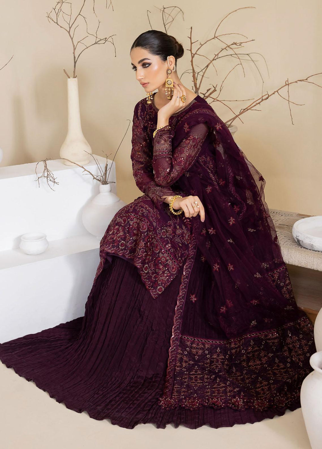 Iznik Embroidered Chiffon Suits Unstitched 3 Piece IZ23CH CC-28 Keeya - Luxury Collection