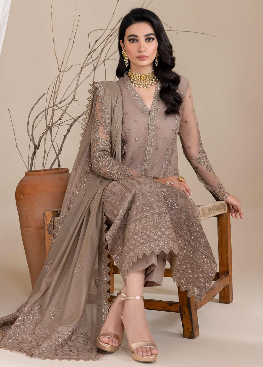 Iznik Embroidered Net Suits Unstitched 3 Piece IZ23CH CC-30 Vanessa - Luxury Collection