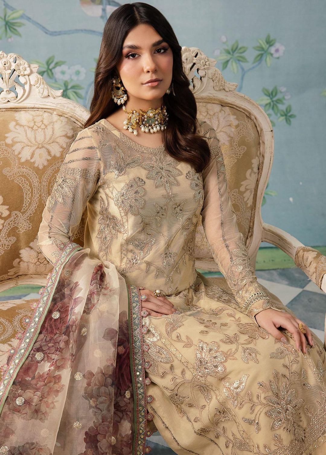 Iznik Embroidered Net Suits Unstitched 3 Piece IZ24 CC 31 Alya - Luxury Collection