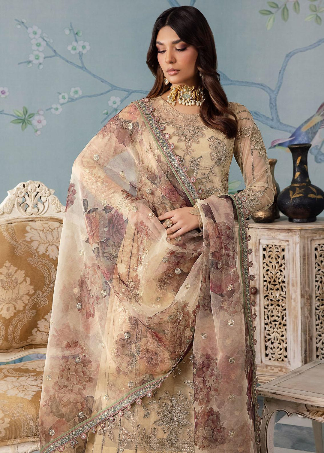 Iznik Embroidered Net Suits Unstitched 3 Piece IZ24 CC 31 Alya - Luxury Collection