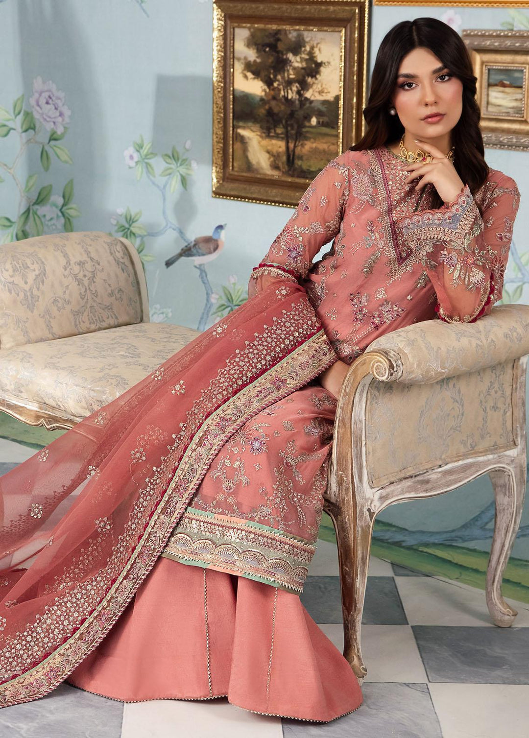 Iznik Embroidered Chiffon Suits Unstitched 3 Piece IZ24 CC 35 Dareen - Luxury Collection