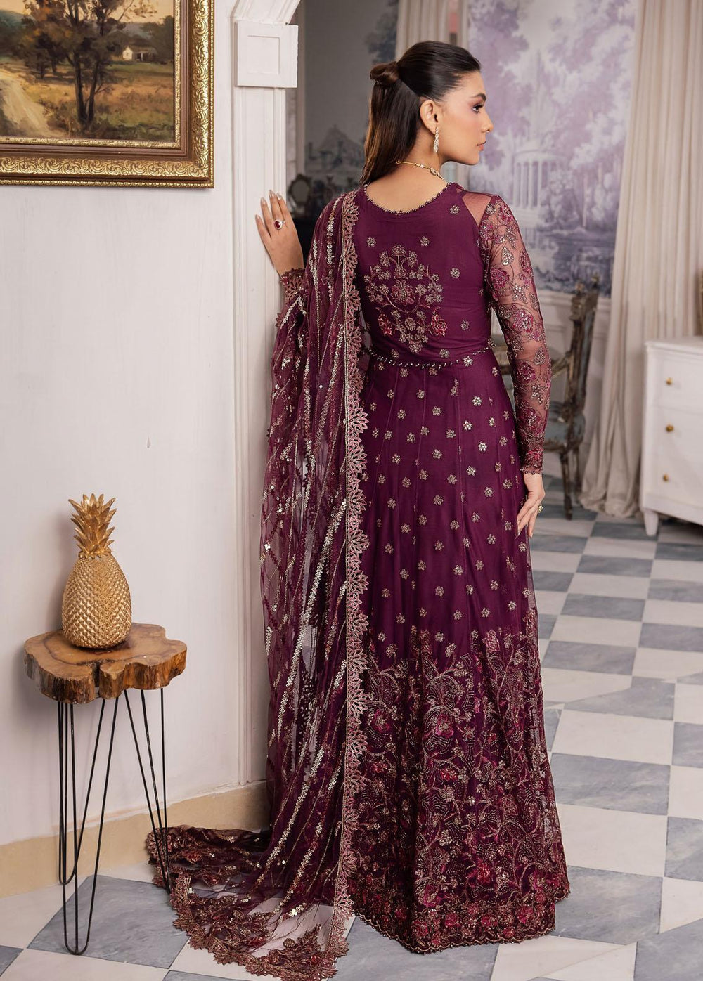 Iznik Embroidered Net Suits Unstitched 3 Piece IZ24 CC 37 Aida - Luxury Collection
