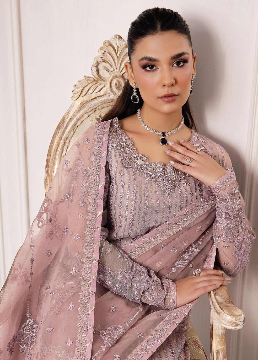 Iznik Embroidered Net Suits Unstitched 3 Piece IZ24 CC 39 Bareen - Luxury Collection