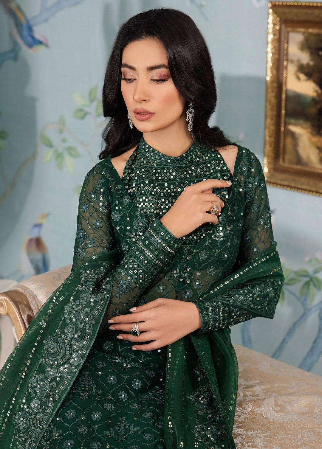 Iznik Embroidered Chiffon Suits Unstitched 3 Piece IZ24 CC 40 Keziah - Luxury Collection