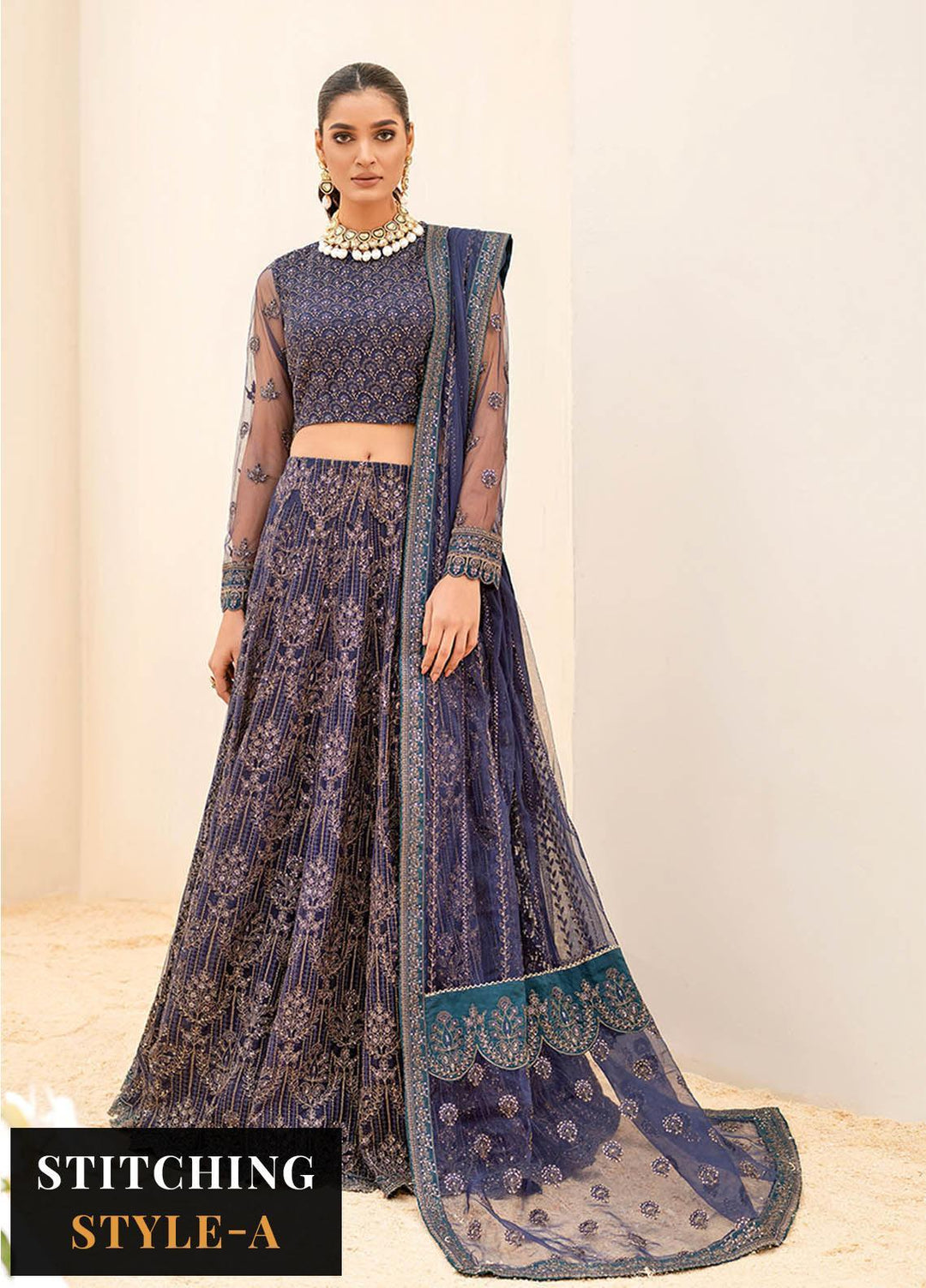 Iznik Embroidered Net Suits Unstitched 3 Piece IZ23C CC 10 Kenza - luxury Collection