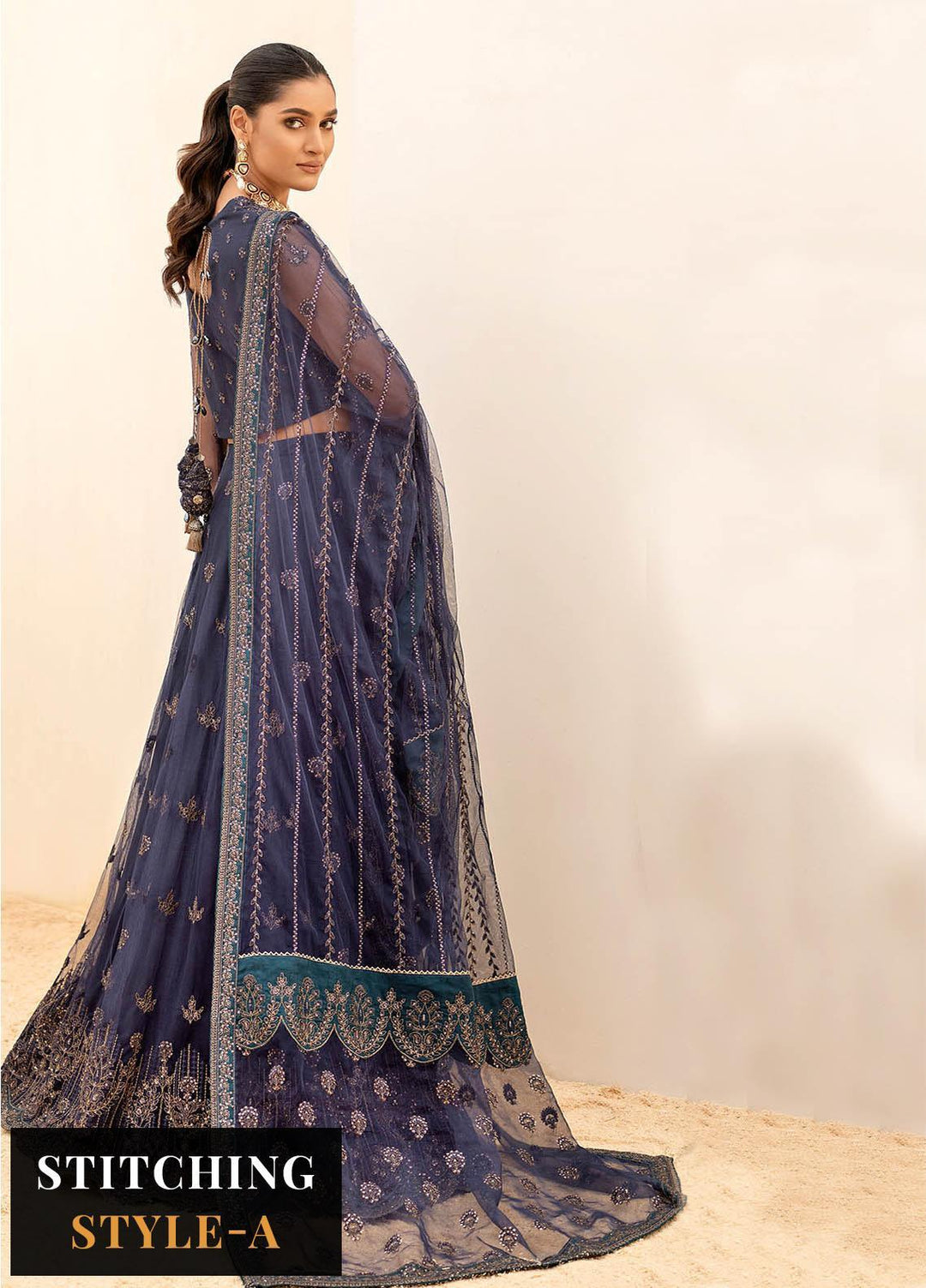 Iznik Embroidered Net Suits Unstitched 3 Piece IZ23C CC 10 Kenza - luxury Collection