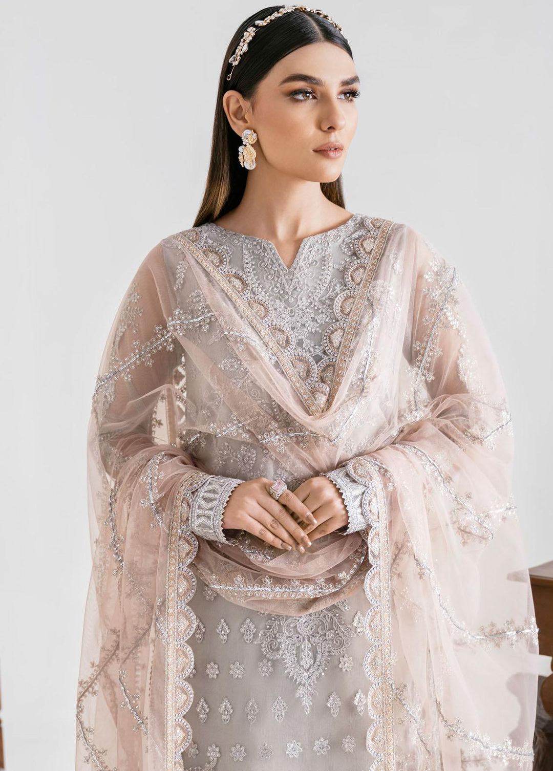 Iznik Embroidered Net Suits Unstitched 3 Piece IZ23-C2 CC-13 Marnie - Luxury Collection