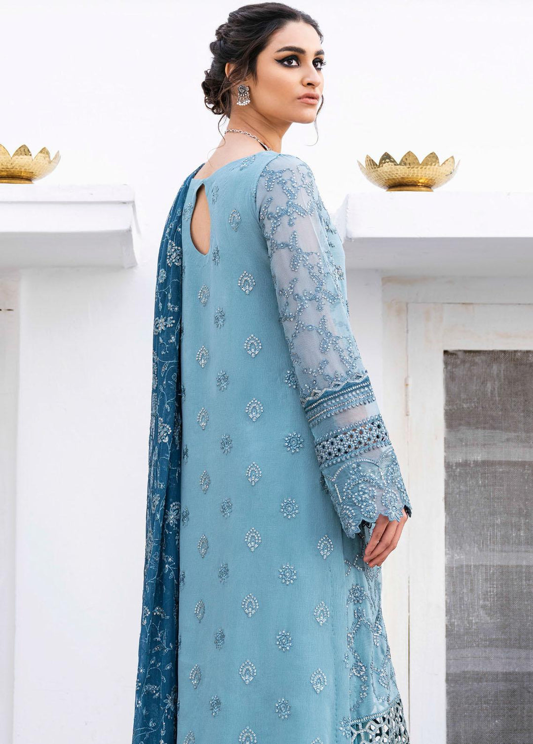 Iznik Embroidered Chiffon Suits Unstitched 3 Piece IZ23-C2 CC-14 Ella - Luxury Collection