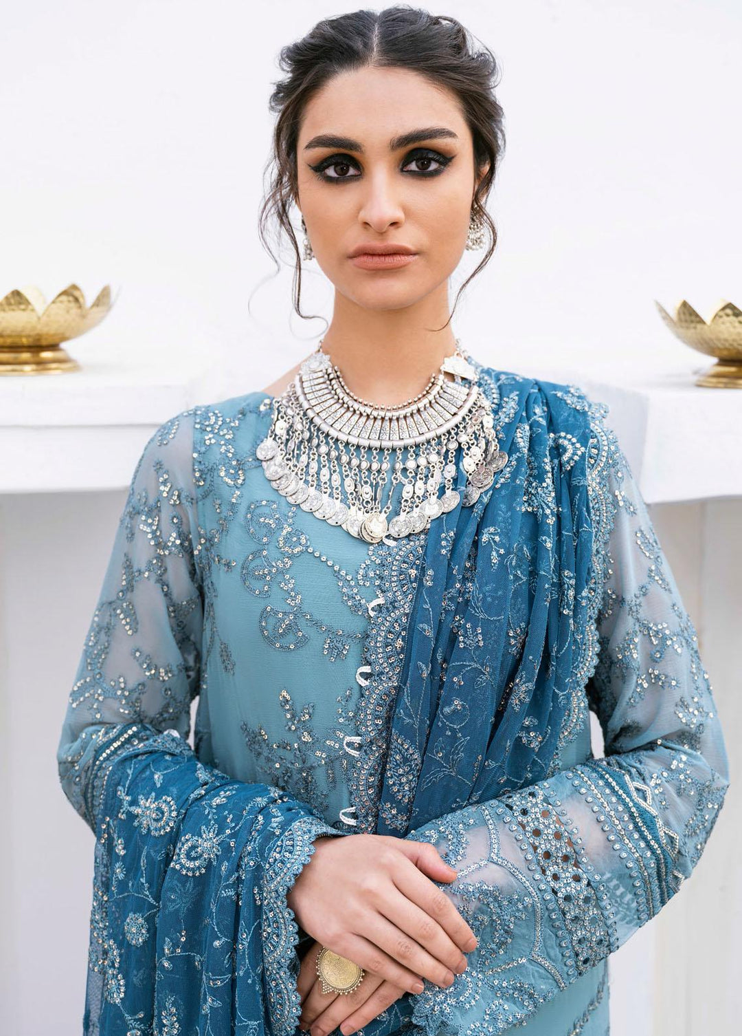 Iznik Embroidered Chiffon Suits Unstitched 3 Piece IZ23-C2 CC-14 Ella - Luxury Collection