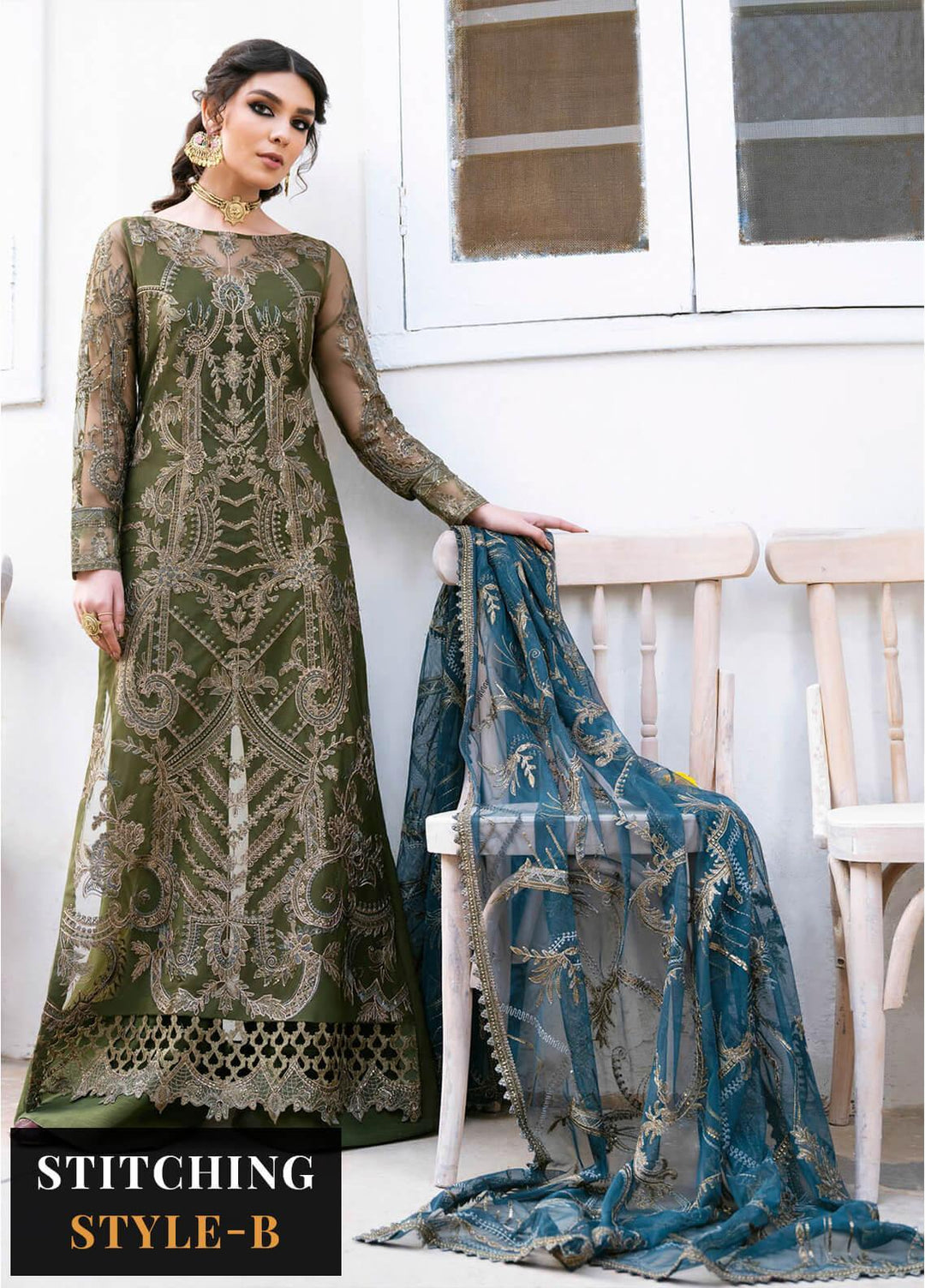 Iznik Embroidered Net Suits Unstitched 3 Piece IZ23-C2 CC-16 Kamila - Luxury Collection
