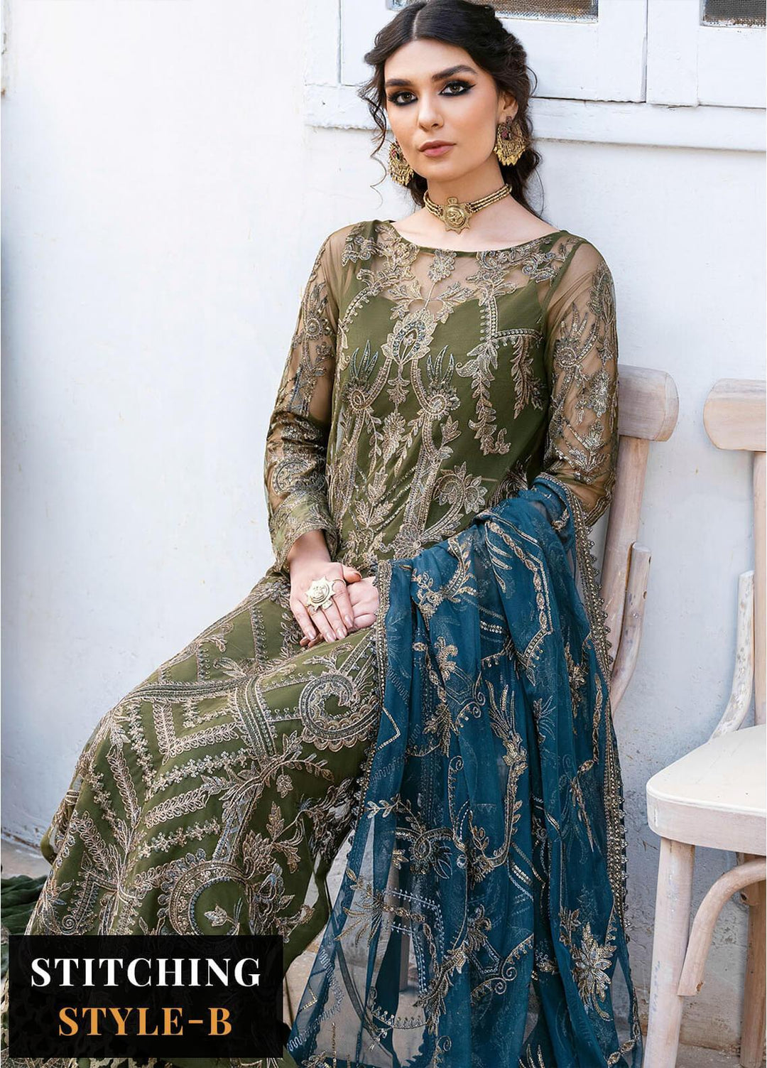 Iznik Embroidered Net Suits Unstitched 3 Piece IZ23-C2 CC-16 Kamila - Luxury Collection