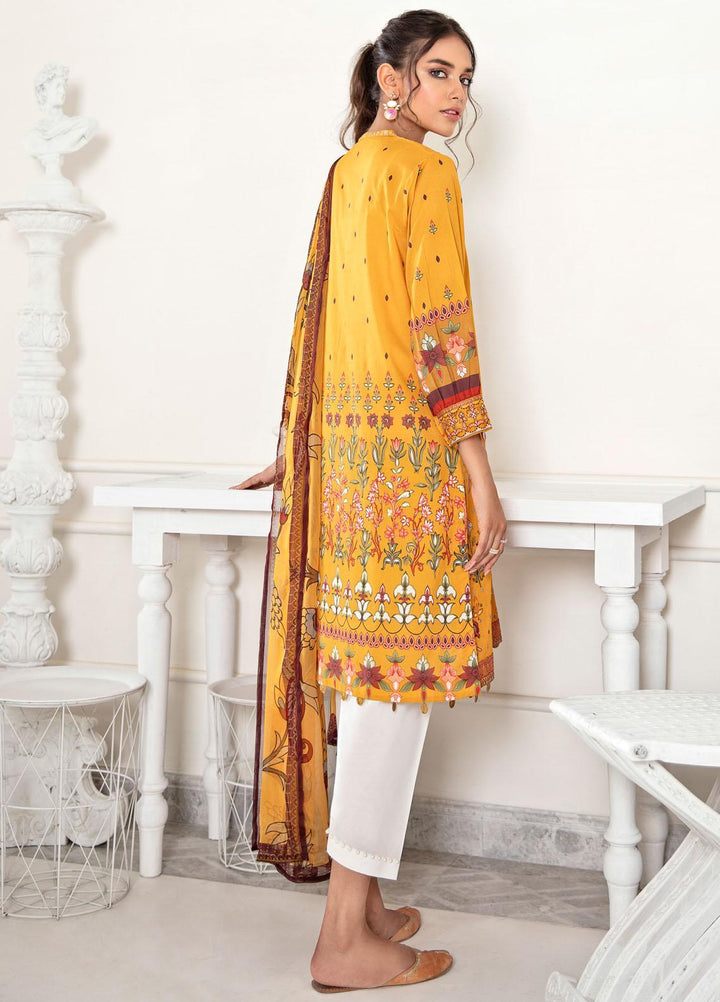 Iznik Embroidered Lawn Suits Unstitched 3 Piece IZ21EF 04 Mehandi Yellow - Festive Collection