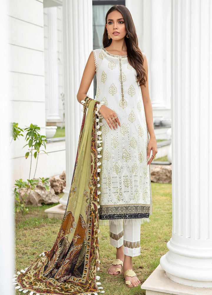 Iznik Embroidered Lawn Suits Unstitched 3 Piece IZ21EF 05 Pure White - Festive Collection