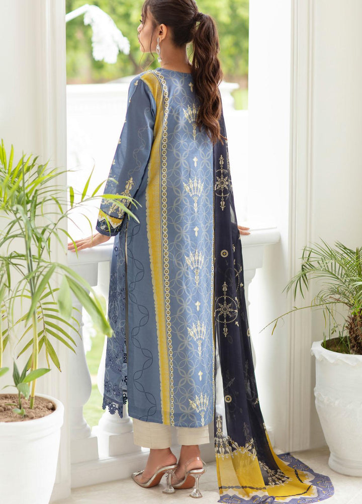 Iznik Embroidered Lawn Suits Unstitched 3 Piece IZ21EF 07 Deep Blue - Festive Collection