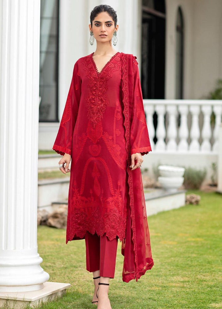 Iznik Embroidered Lawn Suits Unstitched 3 Piece IZ21EF 09 Dark Red - Festive Collection