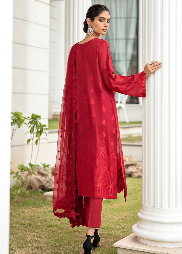 Iznik Embroidered Lawn Suits Unstitched 3 Piece IZ21EF 09 Dark Red - Festive Collection